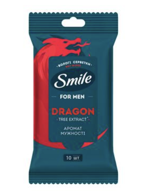 Серветки вологі Smile Men з екстрактом дерева дракона 10шт/уп